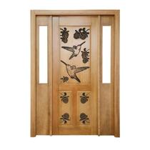 Portal Madeira Maciça Vitrô Duplo Beija Flor Real Entalhada Completa 143x213x14cm Cedro Rosa