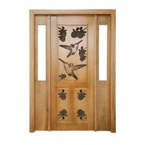 Portal Madeira Maciça Vitrô Duplo Beija Flor Real Entalhada Completa 143x213x18cm Cedro Rosa