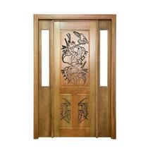 Portal Madeira Maciça Vitrô Duplo Ninho Entalhada Completa 153x213x18cm Cedro Rosa