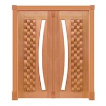 Portal Pivotante Couro Arco p/Vidro Mod. 370 em Madeira Maciça Cedro Arana Casmavi