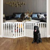 Portão de Madeira Dobrável para Cães ZJSF - 24cm de Altura - Branco