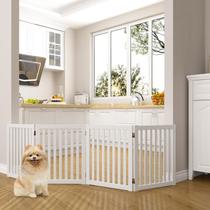 Portão de madeira para animais de estimação WELLAND 4 painéis de 61 cm x 61 cm dobrável Portão de madeira para animais de estimação WELLAND 4 painéis de 61 cm x 61 cm dobrável