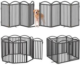 Portão de metal independente para cães Malier, dobrável, 8 painéis, 406x81 cm