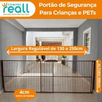 Portão de segurança - Alumínio - 100 cm x 133 a 250 cm - Fumê Portão de segurança - Alumínio - 100 cm x 133 a 250 cm - Fumê