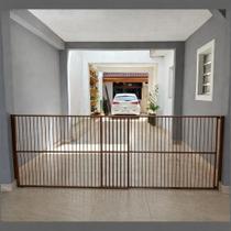 Portão de Segurança - Alumínio - 100 cm x 158 a 300 cm - Marrom