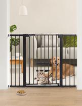Portão de Segurança para Bebês BABELIO - 91cm (Extra Alto) com Porta para Gatos (74-122cm) - Preto
