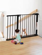 Portão de segurança para bebês COMOMY 75-110 cm com fechamento automático preto