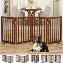 Portão de Segurança para Cães Homykic Bambu 60x24cm Dobrável com 4 Painéis