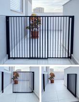 Portão de Segurança para Criança e Pet em Alumínio Regulável 70 a 125cm e Altura de 85cm Portão de Segurança para Criança e Pet em Alumínio Regulável 70 a 125cm e Altura de 85cm