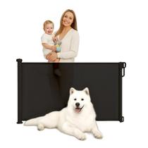 Portão Grade Retrátil Slide Loock Preto Mec G Para Bebês E Pets Tela Flexível, Trava De Segurança, Instalação Fácil, Ajustável Até 1,40m