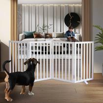 Portão interno para cães ZJSF de madeira dobrável 81x81x81 cm 4 painéis