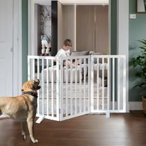 Portão interno para cães ZJSF, madeira dobrável, 81 cm de altura, 3 painéis