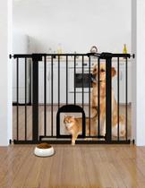 Portão para Bebê BABELIO 74-109 cm com Porta Ajustável para Gatos