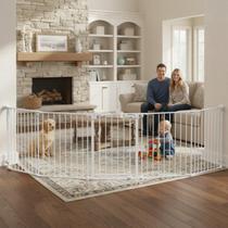 Portão para Bebê Mumeasy de Metal Branco com Fechamento Automático e Largura de 320 cm Portão para Bebê Mumeasy de Metal Branco com Fechamento Automático e Largura de 320 cm
