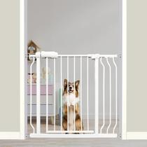 Portão para bebês e cães Thasamm 86-98 cm com fechamento automático de metal branco