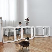 Portão para Cachorro ZJSF - Dobrável, Freestanding, Madeira, Extra Largo e Branco