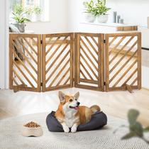 Portão para cães dCee 206 cm, dobrável, 4 painéis, madeira de acácia Portão para cães dCee 206 cm, dobrável, 4 painéis, madeira de acácia