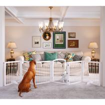 Portão para cães JSB Extra Wide 76 cm de altura 183 cm com porta (branca) Portão para cães JSB Extra Wide 76 cm de altura 183 cm com porta (branca)