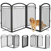 Portão para cães Paulmele 244 cm, extra largo, 91 cm de altura, cerca de metal Portão para cães Paulmele 244 cm, extra largo, 91 cm de altura, cerca de metal