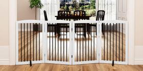 Portão para Cães PUPETPO - 80 Polegadas (4 Painéis de 32") - Dobrável, Interno, Madeira, Branco Portão para Cães PUPETPO - 80 Polegadas (4 Painéis de 32") - Dobrável, Interno, Madeira, Branco