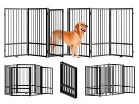 Portão para cães SNUOWU, totalmente metálico, independente, 81 cm de altura com porta