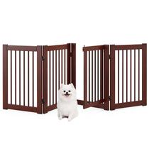 Portão para Pet Giantex 80cm x 76cm - Madeira, Porta para Cachorro, Cereja Escuro