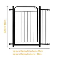 Portão Pet Grade Para Cachorro 79cm A 84cm Com Extensor Cerquinha Reforçado