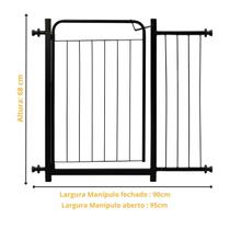 Portão Pet Grade Portãozinho Proteção Segurança Bebê Pet Cachorro Reforçado Ext 20cm Small Preto