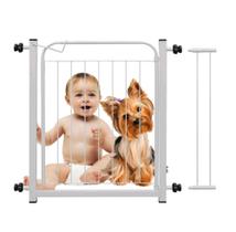 Portão Proteção Pet Cachorro 69 a 84 cm + Extensor Criança Cães Branco