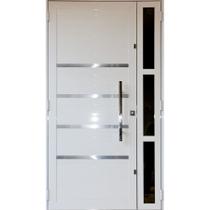 Portas de Alumínio Lambril Seteira 2,20 X 1,20 Com Frisos e Puxadores e Kit Fechadura Direita Cor Branco