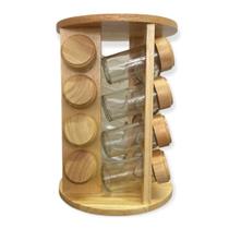 Portatempero de bambu artesanal com 16 garrafas conjunto casa cozinha garrafa de pimenta armazenamento de garrafa de te