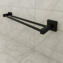 PortaToalhas Duplo de Banho 60 cm Preto Fosco Design Moderno e Sofisticado WESTING by BSMIX
