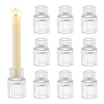 Portavelas Romadedi de Vidrio para Velas Cónicas 10 Piezas Claro Portavelas Romadedi de Vidrio para Velas Cónicas 10 Piezas Claro