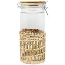 Porte Porta Mantimentos Vidro Tampa Bambu Fibra Hermético1,4