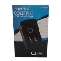 Porteiro Coletivo interfone 4 Pontos Touch Preto Lider