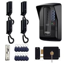 Porteiro Coletivo Interfone Eletrônico Predial Residencial 04 Pontos Black Fechadura Botoeira Tag Intelbras
