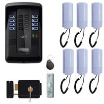 Porteiro Coletivo Interfone Kit para 6 Pontos 12 Chaveiros Tag Acesso e Fechadura Intelbras