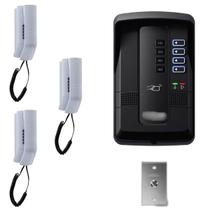 Porteiro Coletivo Interfone Residencial Comercial Kit 3 Pontos E Botoeira Intelbras