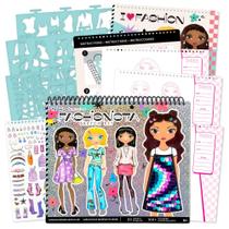 Portfólio de Esboços de Moda - Sketchbook Tamanho Grande para Crianças (Marrom)