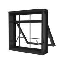 Portinhola janela vitro grade basculante 50x50 aço fecho