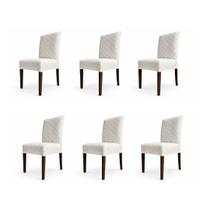 Portuguesa - Kit 6 Capas de Cadeira Linha Big Gold Anti Gato - Creme