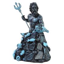 Poseidon Netuno Deus Dos Mares Tridente Golfinho Resina 22cm