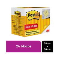 Post-it 38x50mm amarelo 100f 24 blocos 4 gratis 3m