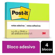 POST-IT 653 Neon 4 Cores 4 Blocos 100 Folhas Cada 38MM X 50MM 3M