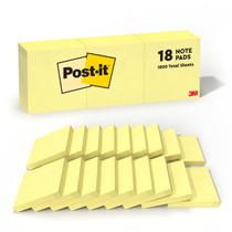 Post-it Sticky Notes 3x3 em 18 blocos, 100 folhas, amarelo canário Post-it Sticky Notes 3x3 em 18 blocos, 100 folhas, amarelo canário