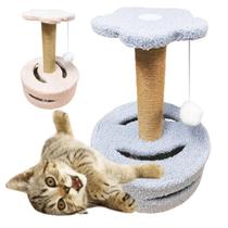 Poste Arranhador para Gatos Brinquedo Duplo Divertido Sisal MDF Cor:Rosa Poste Arranhador para Gatos Brinquedo Duplo Divertido Sisal MDF Cor:Rosa