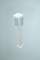 Poste Balizador de Jardim 4 Vidros Retangular 70cm em Alumínio Branco