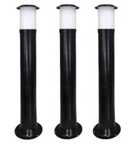 Poste Balizador Luminária Casa Jardim 75Cm Preto Kit 3