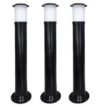 Poste Balizador Luminária Casa Jardim 75cm Preto Kit 3