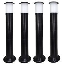 Poste Balizador Luminária Casa Jardim 75cm Preto Kit 4